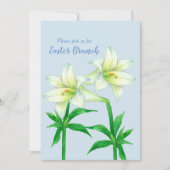 Pasen Uitnodiging Brunch Tea Lily Flowers Blue (Voorkant)