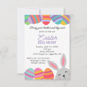 Pasen uitnodiging Cute Bunny Pretty Eieren