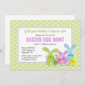 Pasen uitnodiging met een menigte konijnen Eierjac (Voorkant / Achterkant)