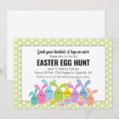 Pasen uitnodiging met een menigte konijnen Eierzoe (Voorkant / Achterkant)