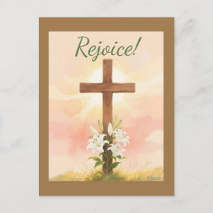 Pasen Verblijd Kruis en Lelies Christelijk Briefkaart