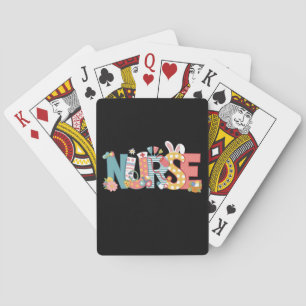 Pasen Verpleegster Stethoscoop Konijn Konijn Eiere Pokerkaarten