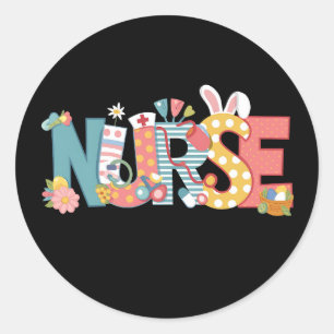 Pasen Verpleegster Stethoscoop Konijn Konijn Eiere Ronde Sticker