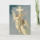 Pasen, Victoriaans Angels met een kruis Feestdagen Kaart (Voorkant)
