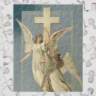 Pasen, Victoriaans Angels met een kruis Legpuzzel