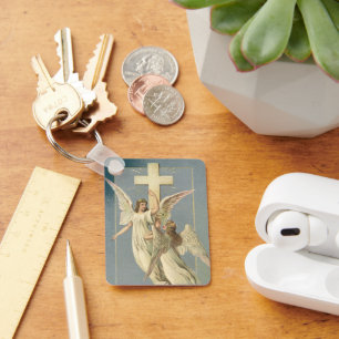  Pasen, Victoriaans Angels met een kruis Sleutelhanger