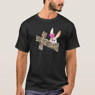 Pasen voor Christelijk hij is Risen Leopard Bunny  T-shirt