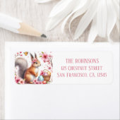 Pasen - Waterverf Eekhoorneieren en Bloemen - Etiket (Insitu)