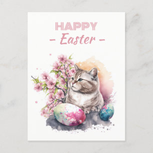 Pasen Waterverf Katteneieren & Kersenbloesems - Briefkaart