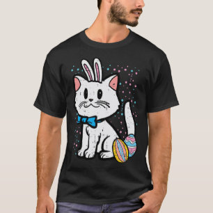 Pasen Witte Kat Konijn Schattig Kitten Peuter Meis T-shirt