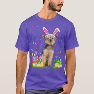 Pasen Yorkie Dog Bunny Egg Hunting Yorkie Easter T-shirt