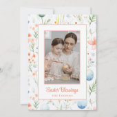 Pasen Zegen | Aangepaste Foto & Naam | Botanisch Feestdagenkaart (Voorkant)