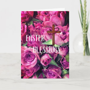 Pasen Zegeningen Kruis Roze Rozen Kaart