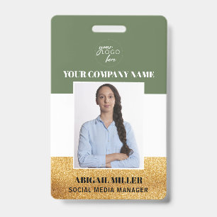 Pasfoto ID-badge met logo groen Badge