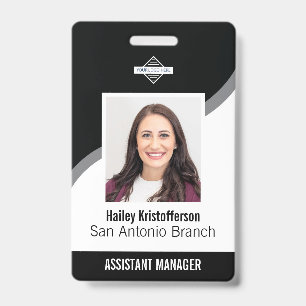 Pasfoto ID naam badge met logo voor werknemers