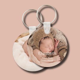 Pasgeboren Baby 2 Foto Naam Sleutelhanger