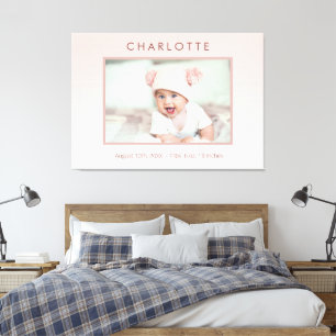 Pasgeboren baby blush roze foto canvas afdruk