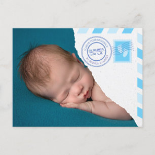 Pasgeboren Baby Boy Aankondiging Briefkaart