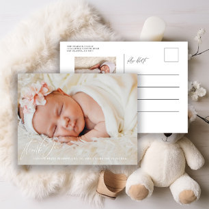 Pasgeboren Baby Dank u foto geboorte aankondiging Briefkaart