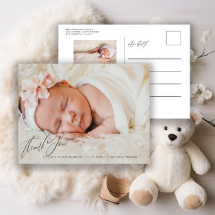 Pasgeboren Baby Dank u foto geboorte aankondiging Briefkaart