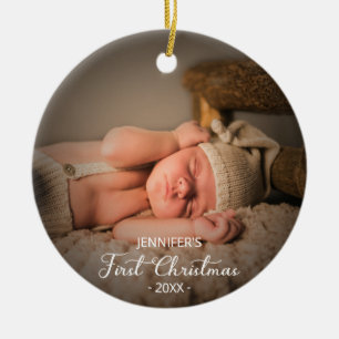 Pasgeboren Baby Eerste Kerstmis Aangepaste Foto Keramisch Ornament