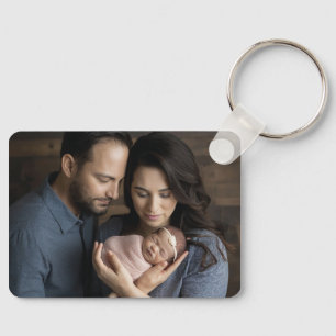 Pasgeboren Baby en Ouders Foto Sleutelhanger