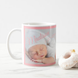 Pasgeboren Baby Foto Typografie Roze Koffiemok