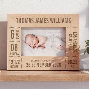 Pasgeboren Baby Fotolijst Gegraveerde Geboorte Sta Lijstjes
