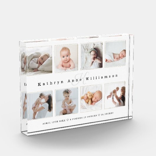 Pasgeboren Baby geboorte Stats Foto Collage & Mono (Links)