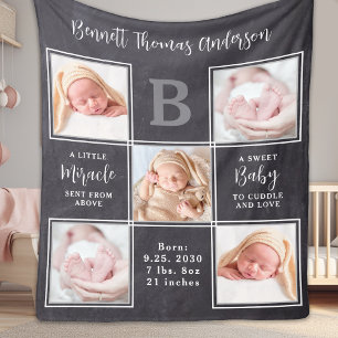 Pasgeboren Baby gepersonaliseerd gedicht 5 Foto co Fleece Deken