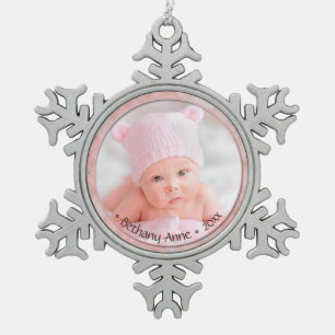 Pasgeboren baby Girl-herdenkingsconferentie Tin Sneeuwvlok Ornament