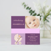 Pasgeboren baby meisje aankondiging (Staand voorkant)