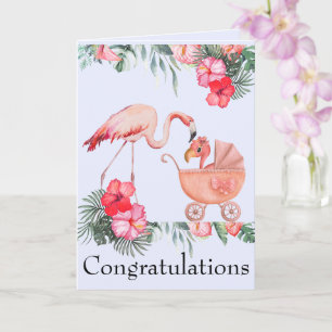 Pasgeboren baby meisje Gefeliciteerd met roze flam Kaart