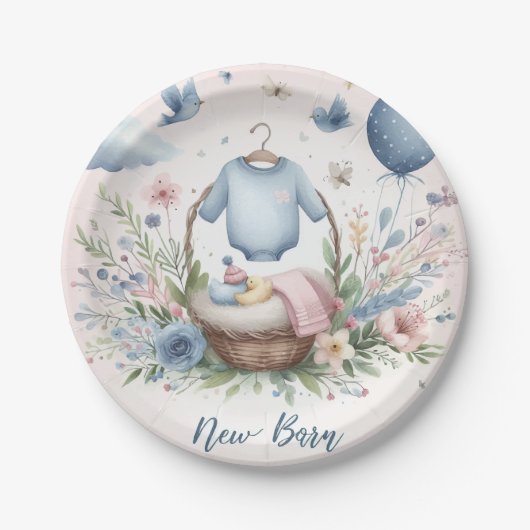 Pasgeboren baby papieren bordje (Voorkant)