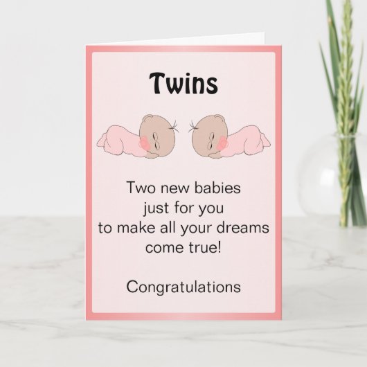 Pasgeboren Baby-tweeling Kaart (Voorkant)