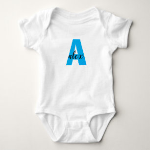 pasgeboren blauw zwart aangepaste naam tekst monog romper