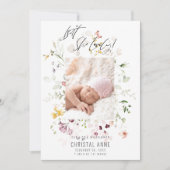 Pasgeboren Boho Wildflower Fotocollage Meisje Gebo Aankondiging (Voorkant)