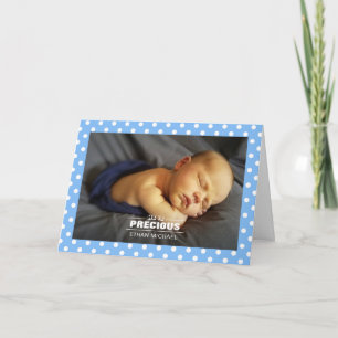 Pasgeboren Foto Baby Boy Blue Polka Dots Kaart