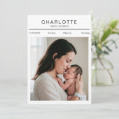 Pasgeboren Foto Baby Stats Geboorteaankondiging Ka Aankondiging (Staand voorkant)