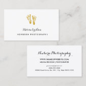 Pasgeboren fotograaf Elegant Faux Gold Footprint Visitekaartje (Voorkant / Achterkant)