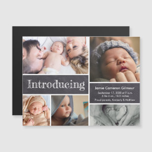 Pasgeboren foto's Chalkboard Introductie Baby Magnetische Uitnodiging