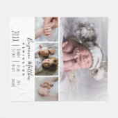 Pasgeboren geboorte Stats Collage 4 Foto Fleece Deken (Voorkant (Horizontaal))