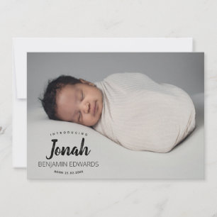 Pasgeboren Jongen Foto Collage Typografie Overlay Aankondiging