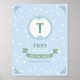 Pasgeboren jongen gepersonaliseerd baby keepsakes  poster