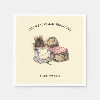 Pasgeboren muis en moeder Baby shower Servet