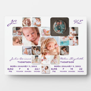 Pasgeboren Tweeling Baby's BiStats Fotocollage Mon Fotoplaat