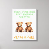 Pasgeboren tweeling kwekerij, Teddy Bears, Canvas Afdruk (Voorkant)
