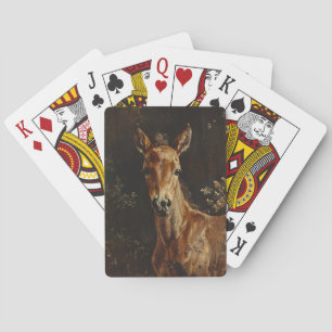 Pasgeboren veulen schilderij pokerkaarten