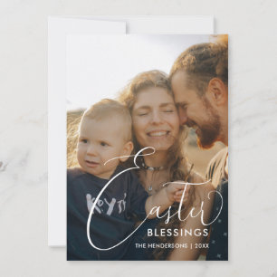 Pasgeborenen Blessenaar Elegant Script Photo Feestdagenkaart
