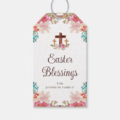 Pasgeborenen Elegant Floral Cross Cadeaulabel (Voorkant)